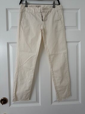Nili Lotan, low-rise, cream Straight-Leg Chino Pants
